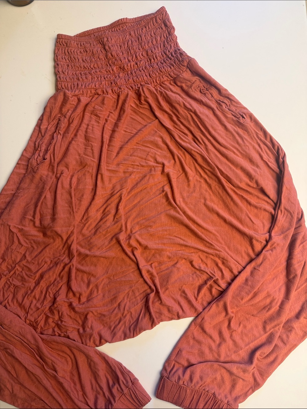 Free People Beach Rust Smocked Waist Harem Pants XS